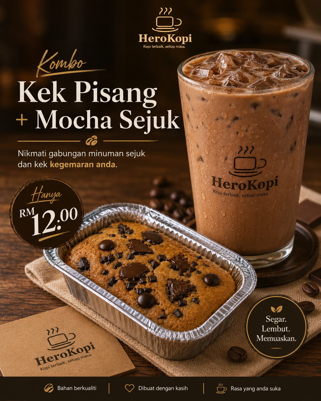 Kombo Kek Pisang Mini + Mocha Sejuk