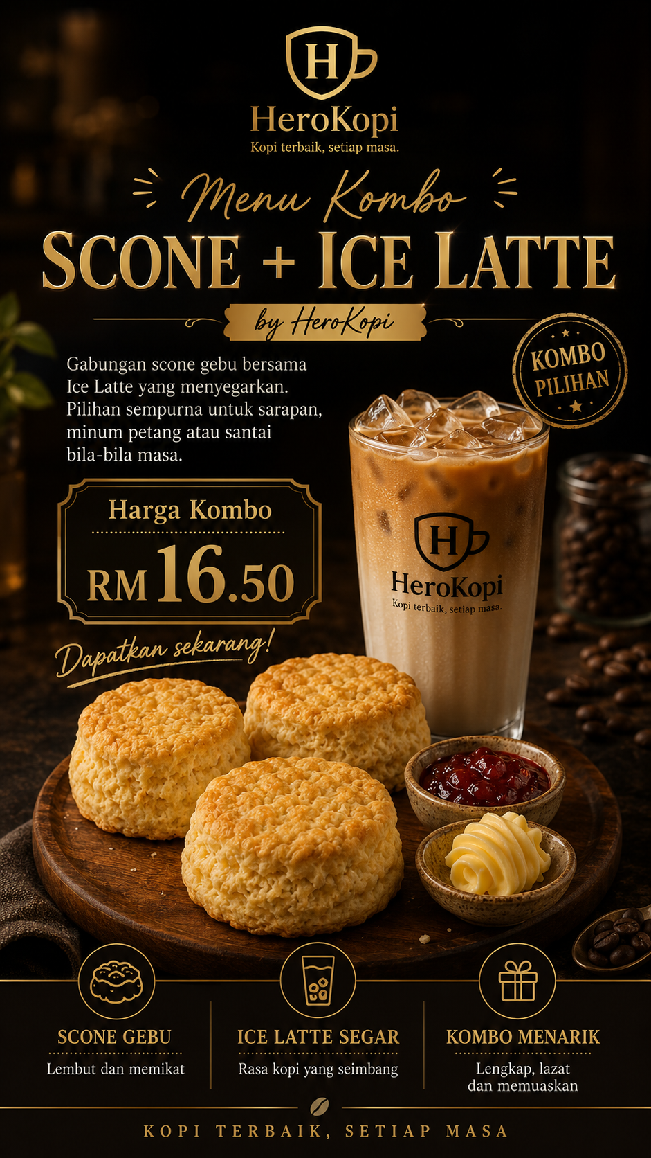 Combo Scone Sewangi + Ice Latte